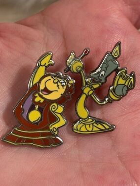 Disney Beauty and the Beast Cogsworth & Lumiere Enamel Pins